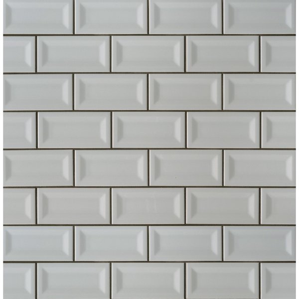 Msi Gray Glossy Inverted Beveled SAMPLE Glazed Ceramic Wall Tile ZOR-PT-0499-SAM